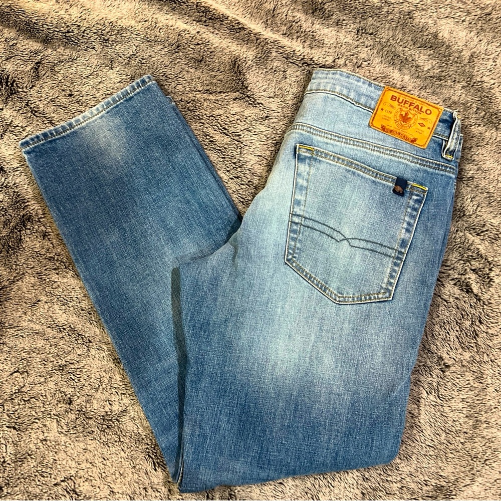 Buffalo David Bitton Mens Relaxed Fit Blue Straight Jeans Pants Size 34W 32L